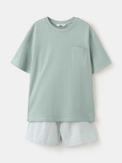 Mango Kids' Short Sleeve Pyjama Set, Green, Green