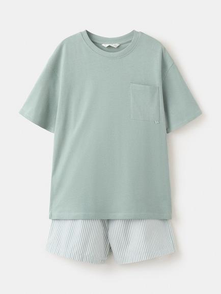 Mango Kids' Short Sleeve Pyjama Set, Green, Green
