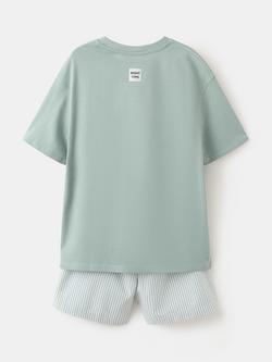 Mango Kids' Short Sleeve Pyjama Set, Green - view 2, Green