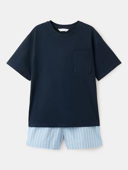 Mango Kids' Short Sleeve Pyjama Set, Navy, Navy