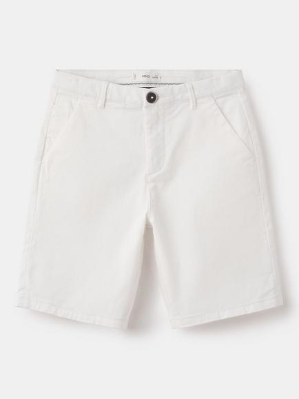 Mango Kids' Cotton Blend Chino Shorts, White
