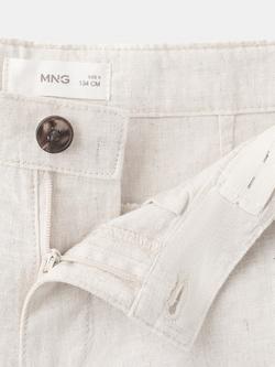 Mango Kids' Linen Blend Shorts, Sand - view 2, Sand