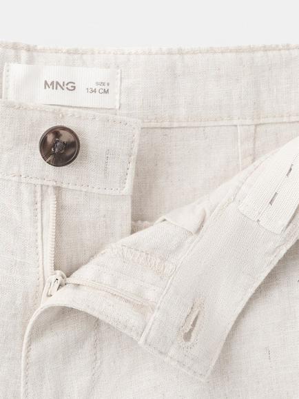 Mango Kids' Linen Blend Shorts, Sand - view 2, Sand