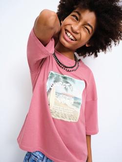 Mango Kids' Camiseta Short Sleeve Graphic Print T-Shirt, Strawberry, Strawberry