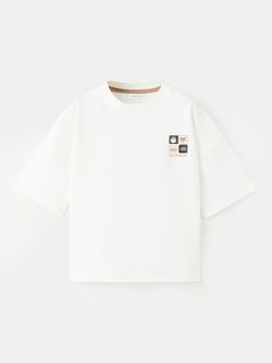 Mango Kids' Camiseta Cotton Short Sleeve T-Shirt, Natural, Natural