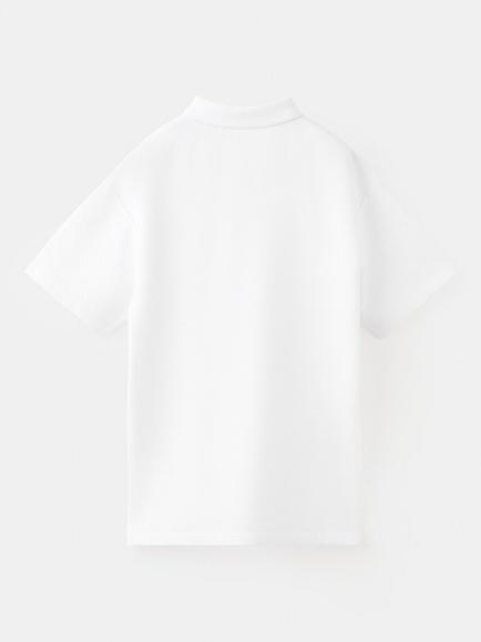Mango Kids' Short Sleeve Ribbed Polo Shirt, White - view 2, White