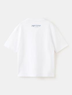 Mango Kids' Cotton Short Sleeve Front Sketch T-Shirt, White - view 2, White
