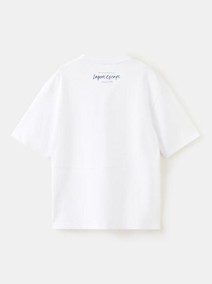 Mango Kids' Cotton Short Sleeve Front Sketch T-Shirt, White - view 2, White