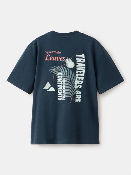 Mango Kids' Cotton Short Sleeve Graphic Print T-Shirt, Navy - view 2, Navy