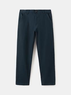Mango Kids' Linen Blend Chinos, Navy, Navy