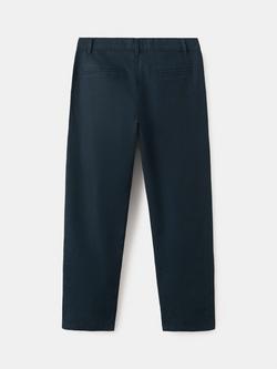 Mango Kids' Linen Blend Chinos, Navy - view 2, Navy