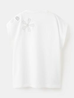 Mango Kids' Short Sleeve Floral Embroidery T-Shirt, Off White - view 2, Off White