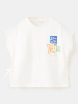 Mango Kids' Relaxed Crop T-Shirt, Off White, Off White