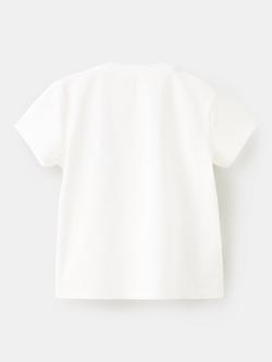 Mango Kids' Short Sleeve Embroidered Slogan T-Shirt, Off White - view 2, Off White