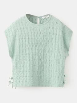 Mango Kids' Textured Short Sleeve Tie Side T-Shirt, Aqua - view 2, Aqua