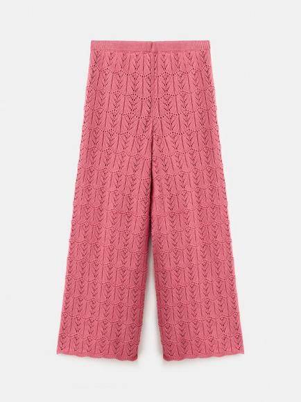 Mango Kids' Lace Knit Culotte Trousers, Strawberry - view 2, Strawberry