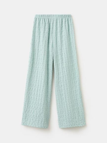 Mango Kids' Textured Wide Leg Trousers, Aqua - view 2, Aqua