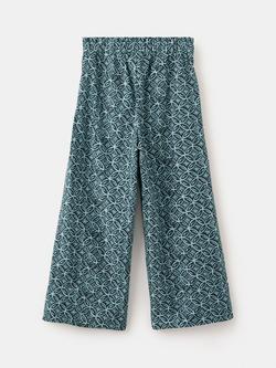 Mango Kids' Geo Print Wide Leg Trousers - view 2, Navy