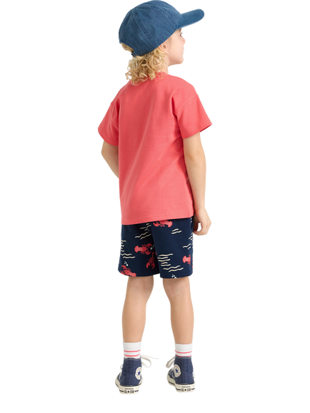 Lindex Kids' Lobster T-Shirt and Shorts Set, Dark Dusty Coral - view 2, Dark Dusty Coral