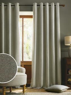 Laura Ashley Milbourne Herringbone Pair Lined Eyelet Curtains, Grey Sage - view 2, Grey Sage