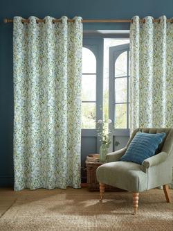 Laura Ashley Brayton Leaves Pair Lined Eyelet Curtains, Multi, Multi