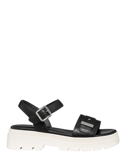 Geox Adacter S Leather Footbed Sandals, Black, Black