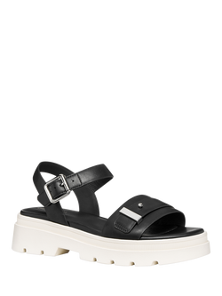 Geox Adacter S Leather Footbed Sandals, Black - view 2, Black