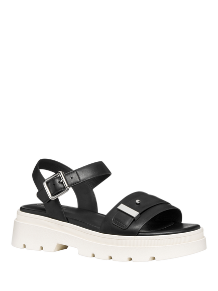 Geox Adacter S Leather Footbed Sandals, Black - view 2, Black