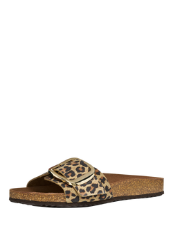 Geox Brionia R Suede Animal Print Footbed Slider Sandals, Natural - view 2, Natural