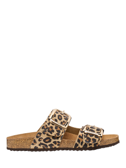 Geox Brionia R Suede Animal Print Footbed Sandals, Natural, Natural