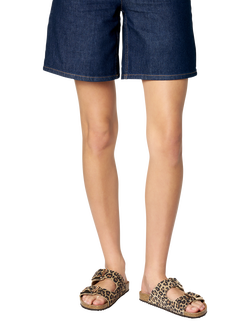 Geox Brionia R Suede Animal Print Footbed Sandals, Natural - view 2, Natural