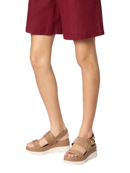 Geox Gardenia Suede Platform Strappy Sandals, Beige - view 2, Beige