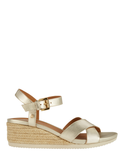 Geox Ischia Corda Leather Wedge Heeled Sandals, Lt Gold, Lt Gold
