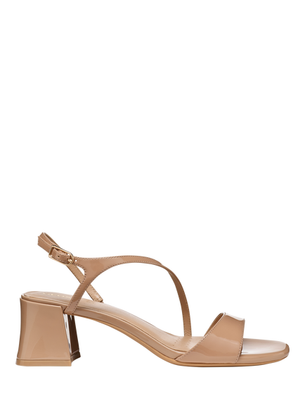 Geox New Eraklia 50 T01 Patent Leather Block Heel Sandals, Light Brown, Light Brown