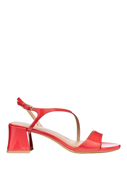 Geox New Eraklia 50 T01 Patent Leather Block Heel Sandals, Coral, Coral
