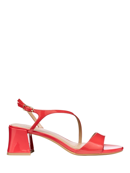 Geox New Eraklia 50 T01 Patent Leather Block Heel Sandals, Coral, Coral