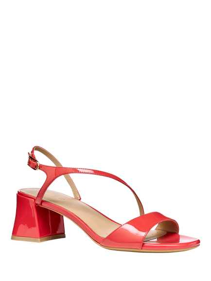 Geox New Eraklia 50 T01 Patent Leather Block Heel Sandals, Coral - view 2, Coral