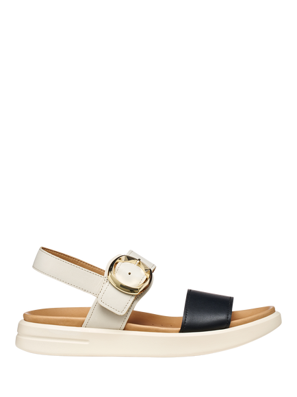 Geox Xand 2S Leather Strappy Sandals, Sand/Black, Sand/Black