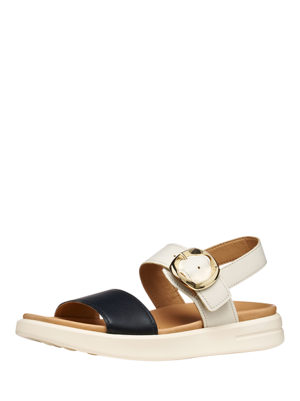 Geox Xand 2S Leather Strappy Sandals, Sand/Black - view 2, Sand/Black