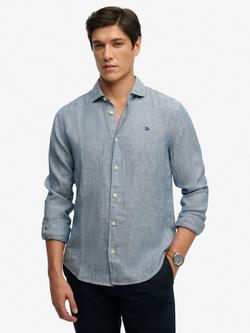 Superdry Riviera Linen Regular Fit Shirt, Indigo, Indigo