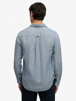 Superdry Riviera Linen Regular Fit Shirt, Indigo - view 2, Indigo