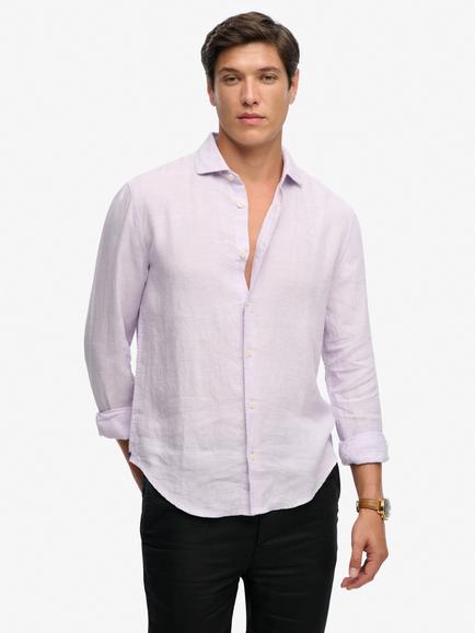 Superdry Riviera Linen Shirt, Lilac Chambray