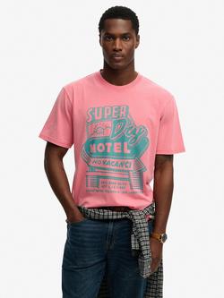 Superdry Roadside Trade Cotton Loose Fit Short Sleeve Graphic T-Shirt, Desert Rose Pink