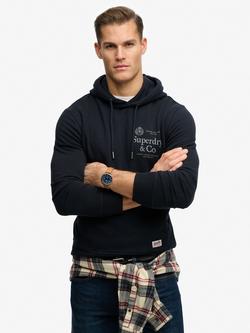 Superdry 1954 Company Cotton Blend Relaxed Hoodie, Dark Navy, Dark Navy