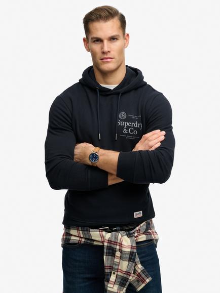 Superdry 1954 Company Cotton Blend Relaxed Hoodie, Dark Navy, Dark Navy