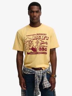 Superdry Roadside Trade Cotton Loose Fit Short Sleeve Graphic T-Shirt, Daffodil Yellow