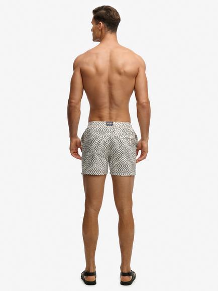 Superdry Premium Printed 15" Swim Shorts, Off White/Navy - view 2, Off White/Navy