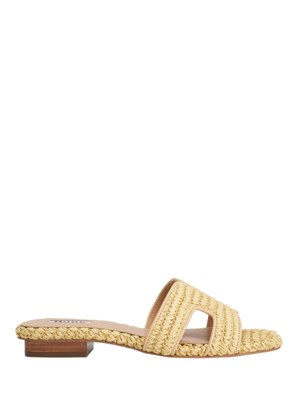 Dune London Loupe Woven Raffia Flat Slider Sandals, Natural, Natural