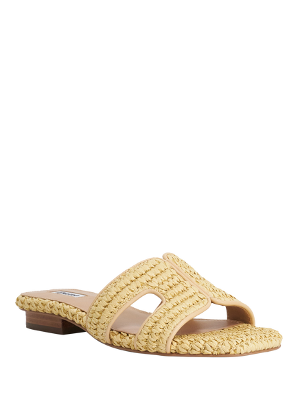 Dune London Loupe Woven Raffia Flat Slider Sandals, Natural - view 2, Natural