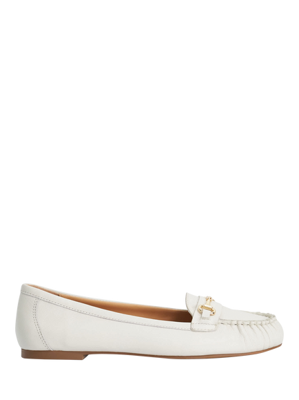 Dune London Guno Leather Ruched Toe Loafers, White, White
